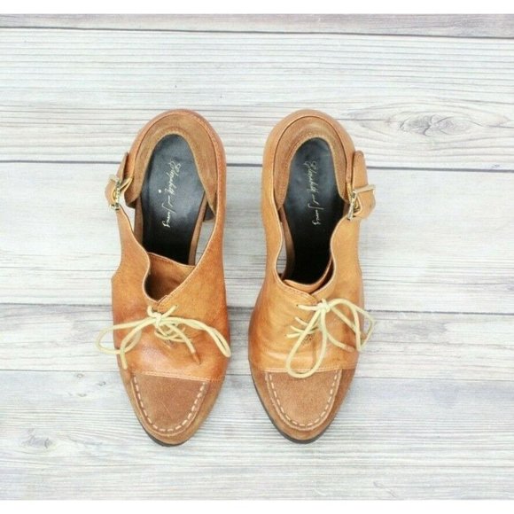 Elizabeth & James E-Casi Leather Suede Lace Up Cut Out Heeled Booties 9.5 B - Picture 5 of 8